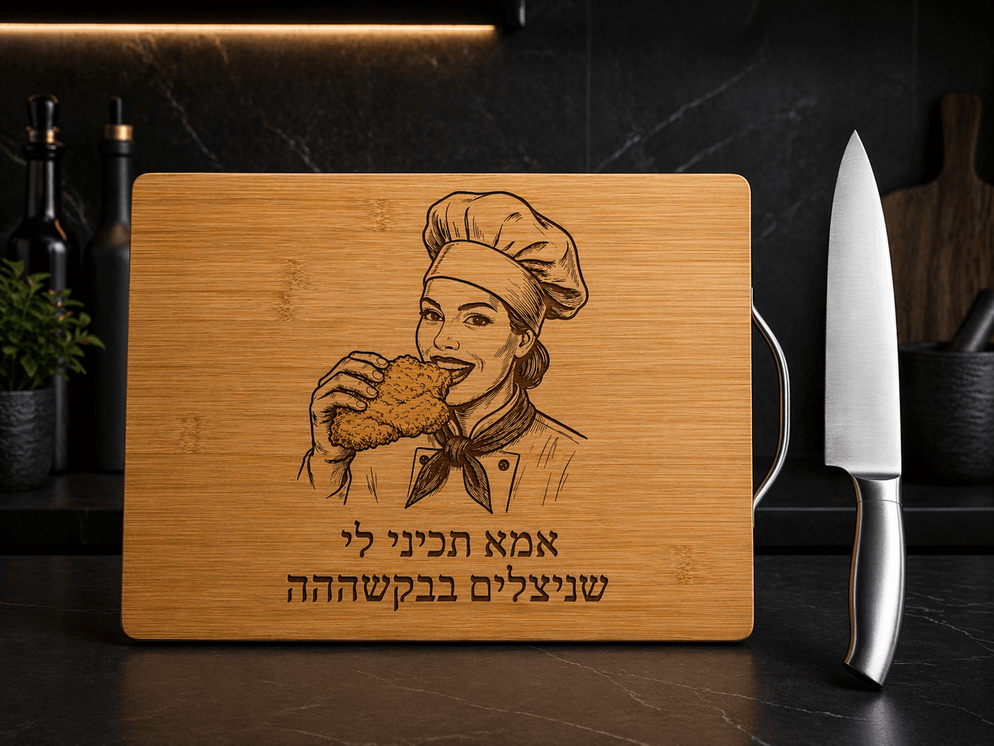 סט קרש חיתוך + סכין שף