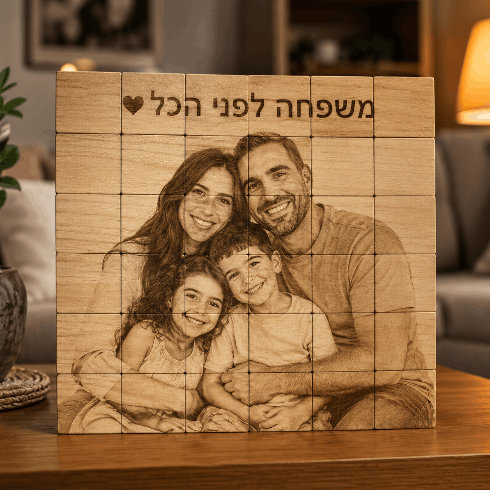תמונה בקוביות עץ טבעיות