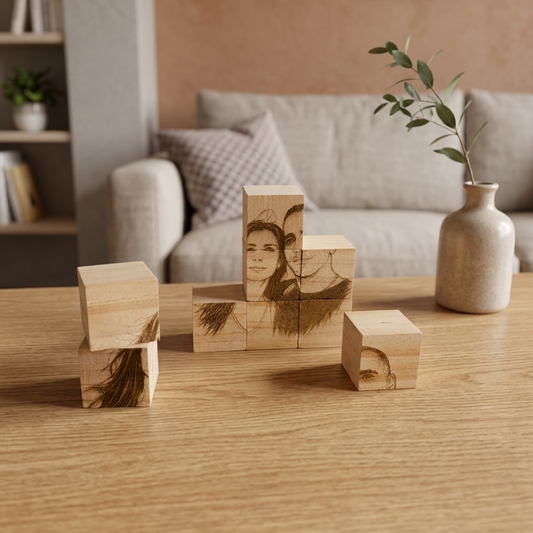 תמונה בקוביות עץ טבעיות