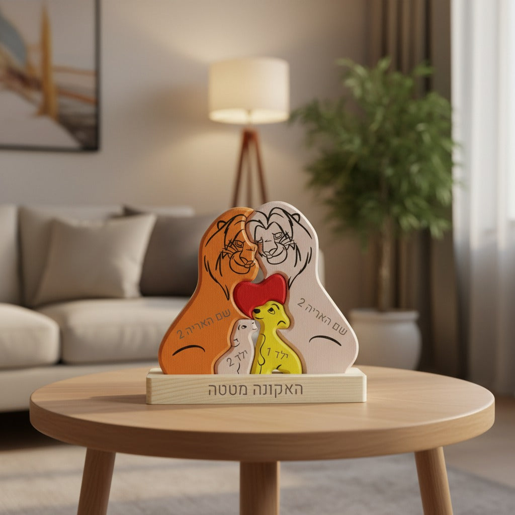 🦁 פאזל משפחת האריות - מתנה משפחתית בעיצוב אישי
